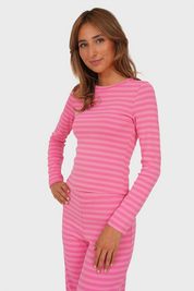"Tessa” top striped pink