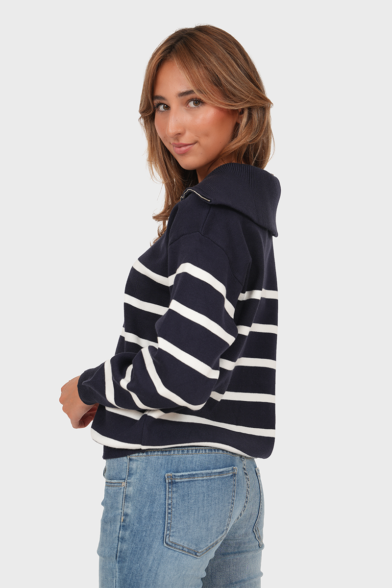 "Maja” sweater half zip navy