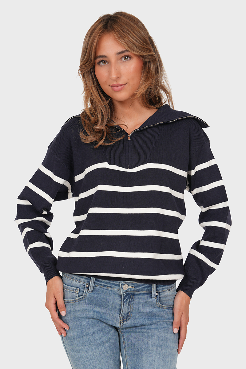 "Maja” sweater half zip navy