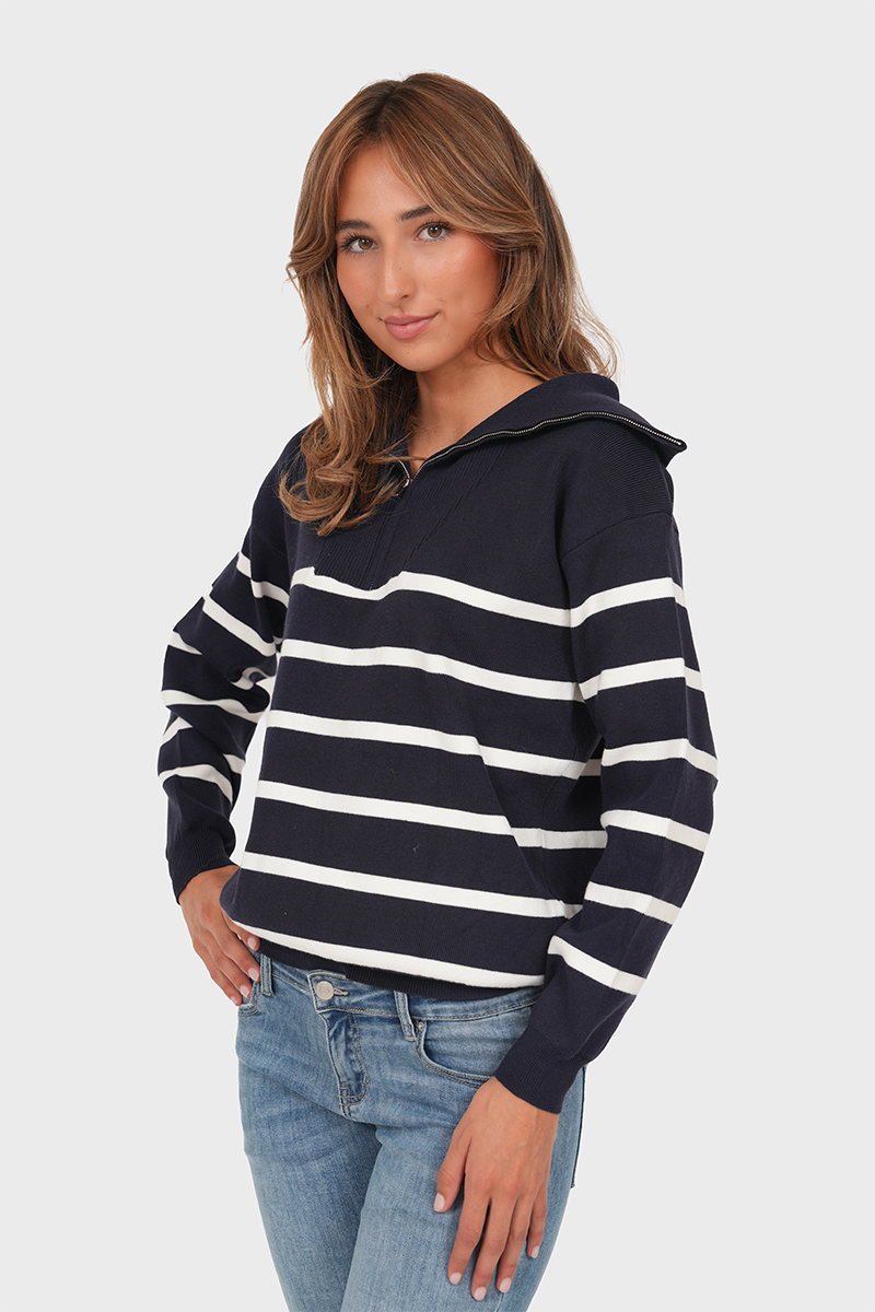 "Maja” sweater half zip navy