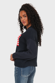 "USA” flag sweater navy