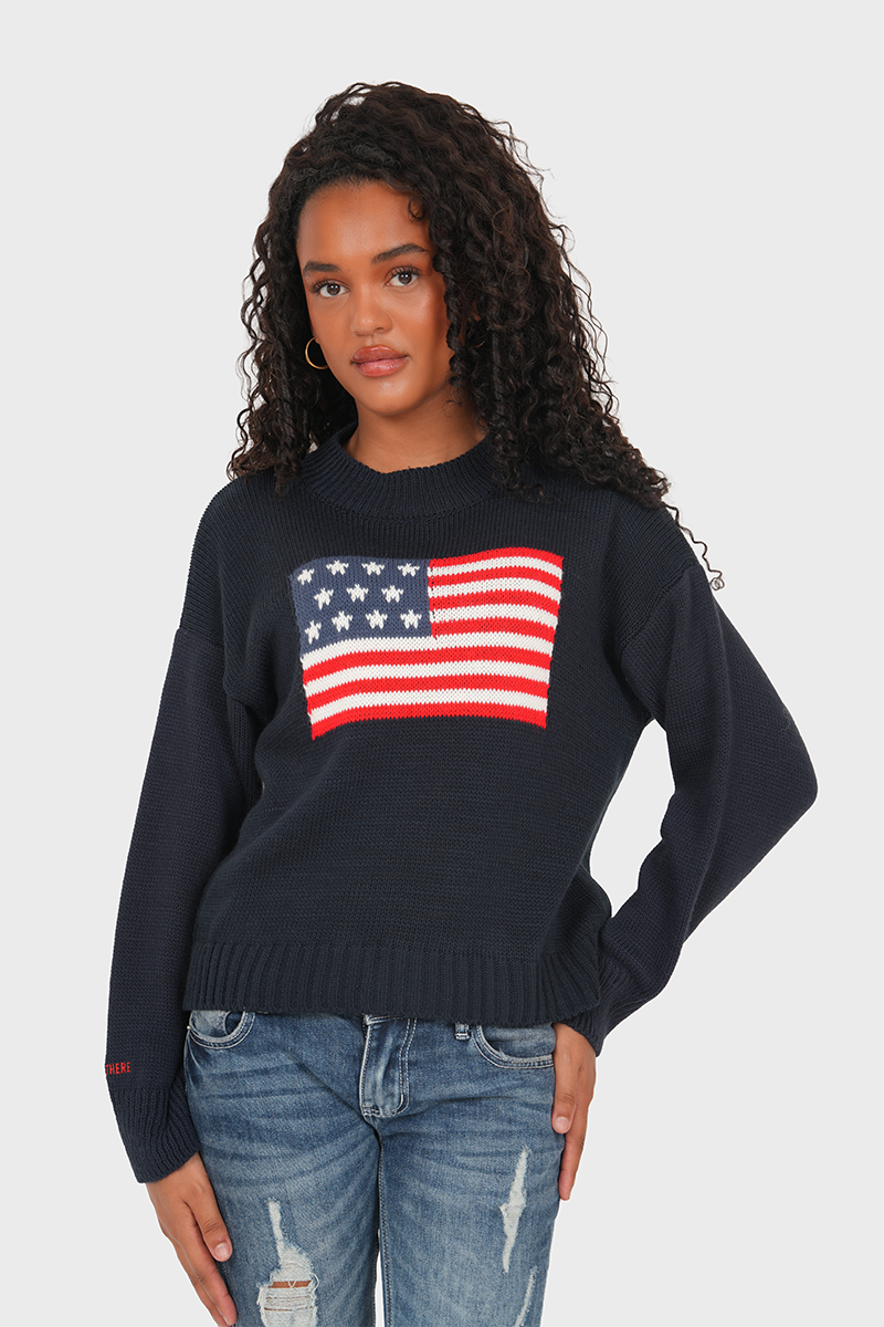 "USA” flag sweater navy
