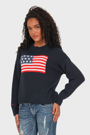 "USA” flag sweater navy