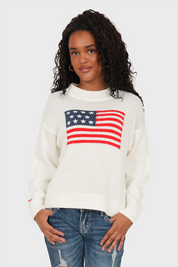 "USA” flag sweater white