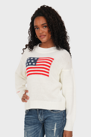 "USA” flag sweater white
