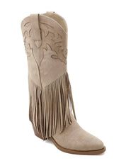Botas western con flecos "Freya" color topo
