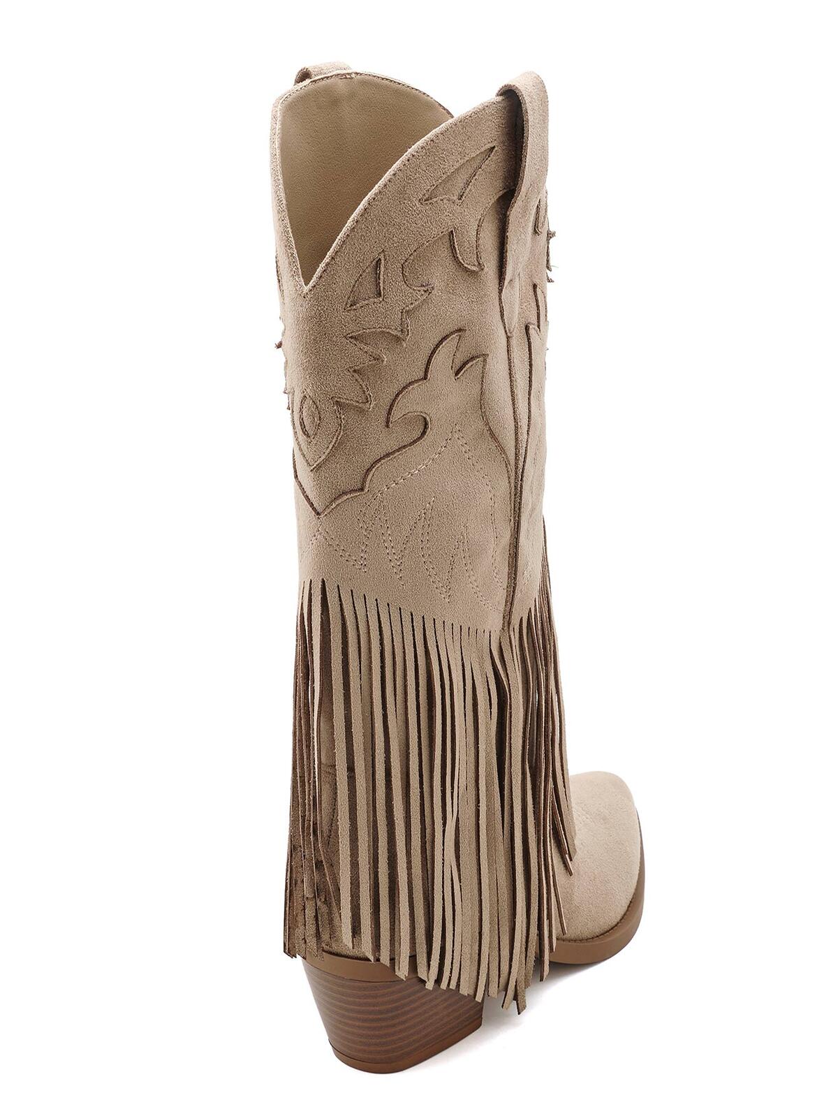 Botas western con flecos "Freya" color topo