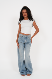 "Austin" wide leg jeans light blue tall