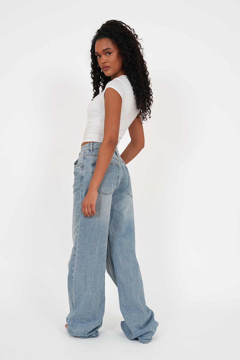 "Austin" wide leg jeans light blue tall
