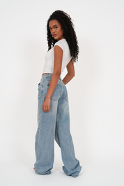 "Austin" wide leg jeans light blue tall
