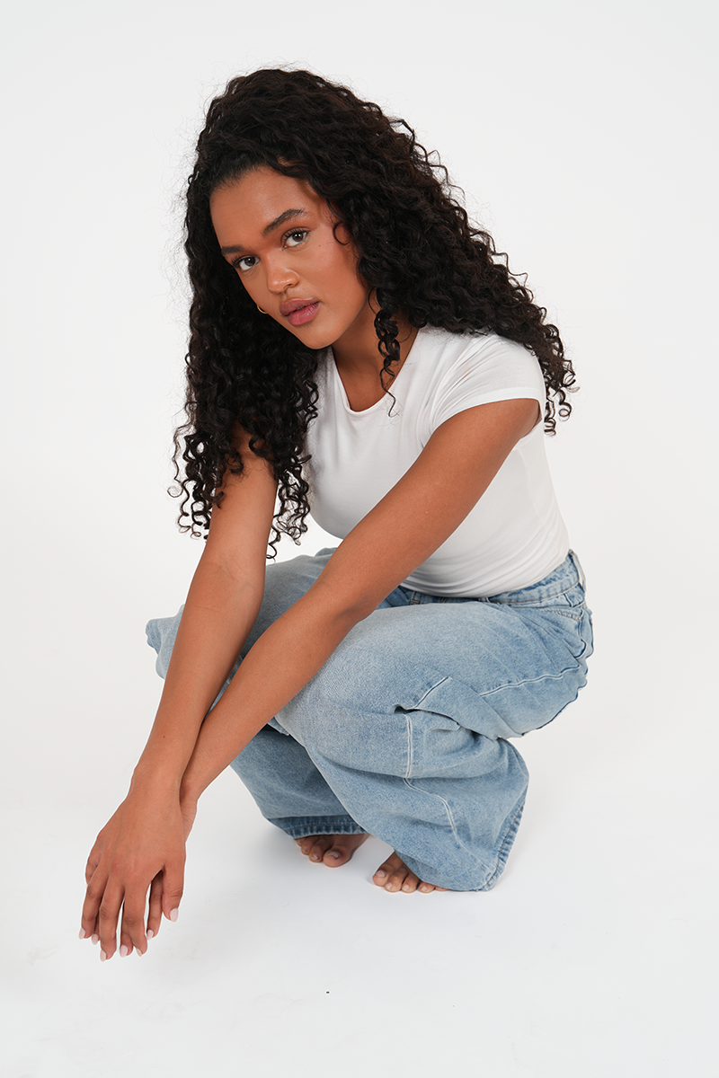 "Austin" wide leg jeans light blue tall