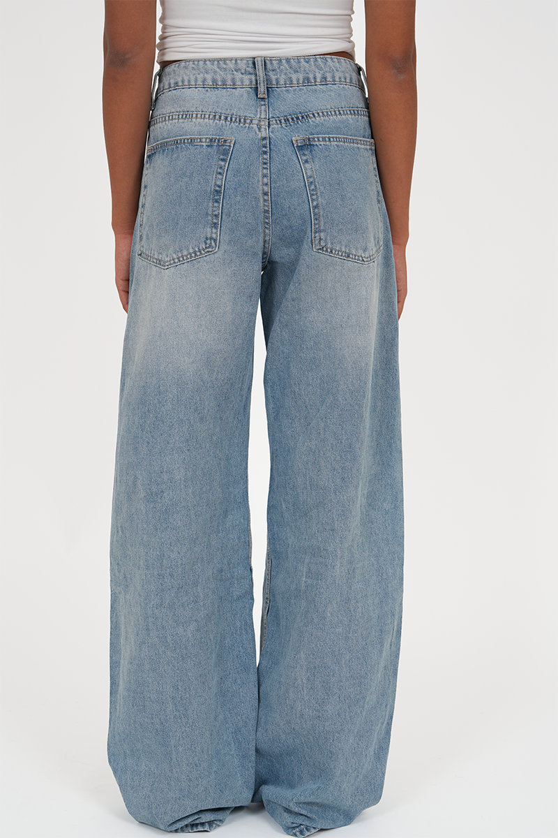 "Austin" wide leg jeans light blue tall
