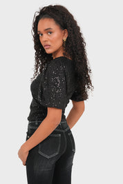 "Shiney" top black